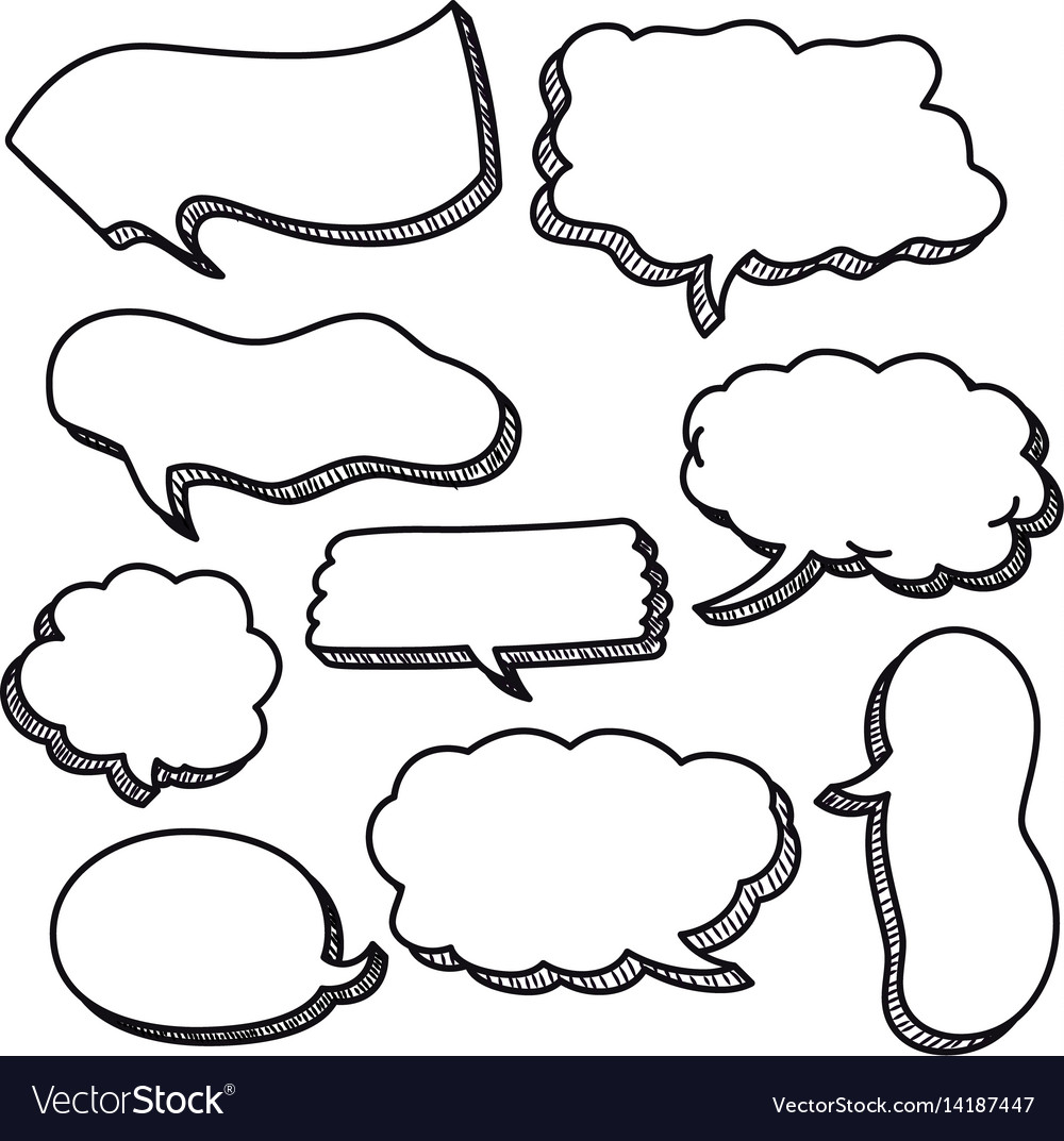 Set of sketched speech bubbles