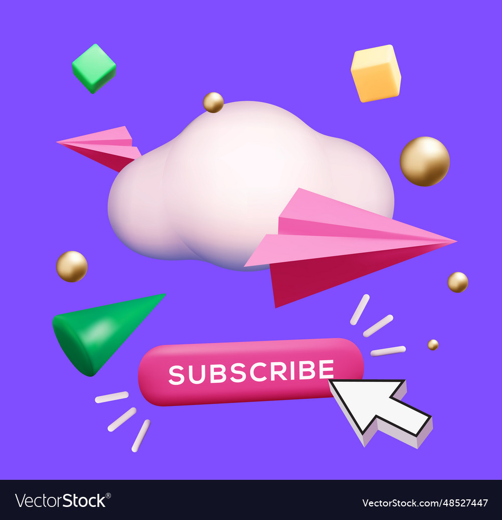 Subscribe to newsletter banner concept with 3d