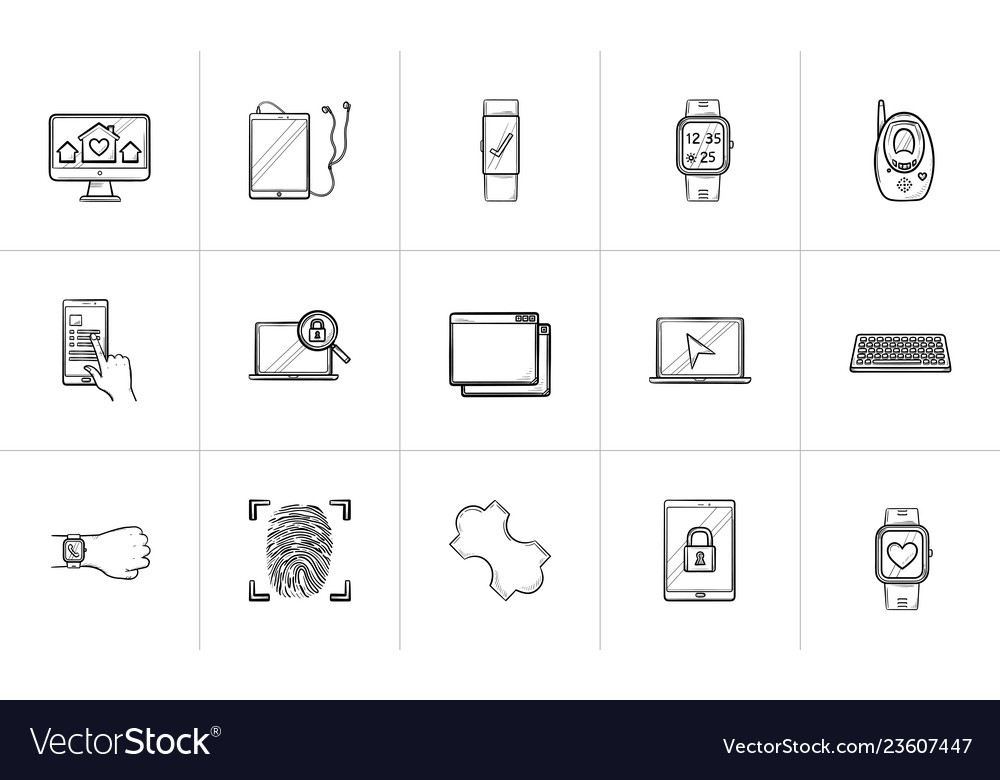 Technologie und Gadgets Hand gezeichnet Umriss doodle