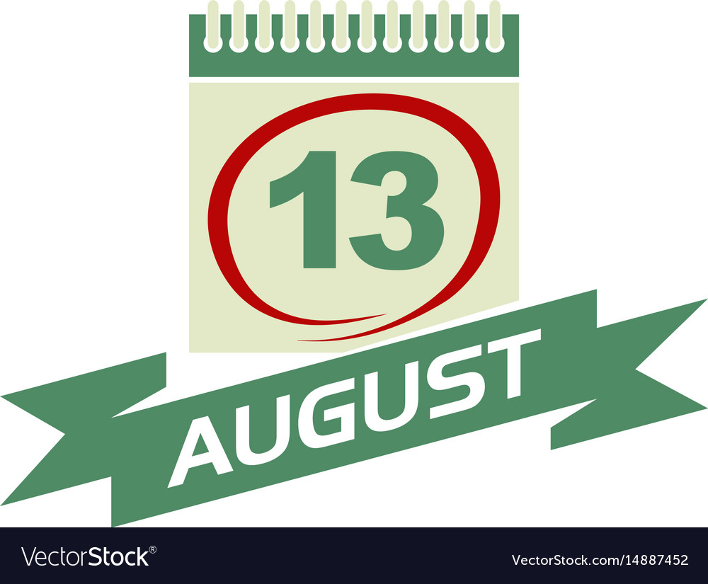 13 august calendar with ribbon