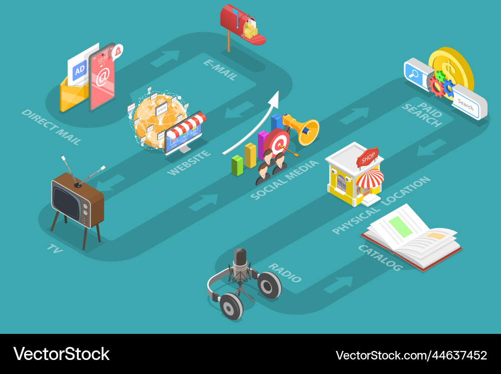 3d isometric flat conceptual Royalty Free Vector Image