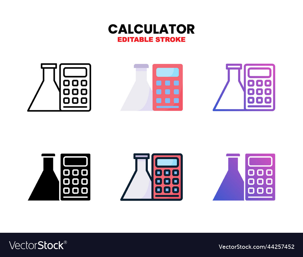 Calculator icon set with different styles