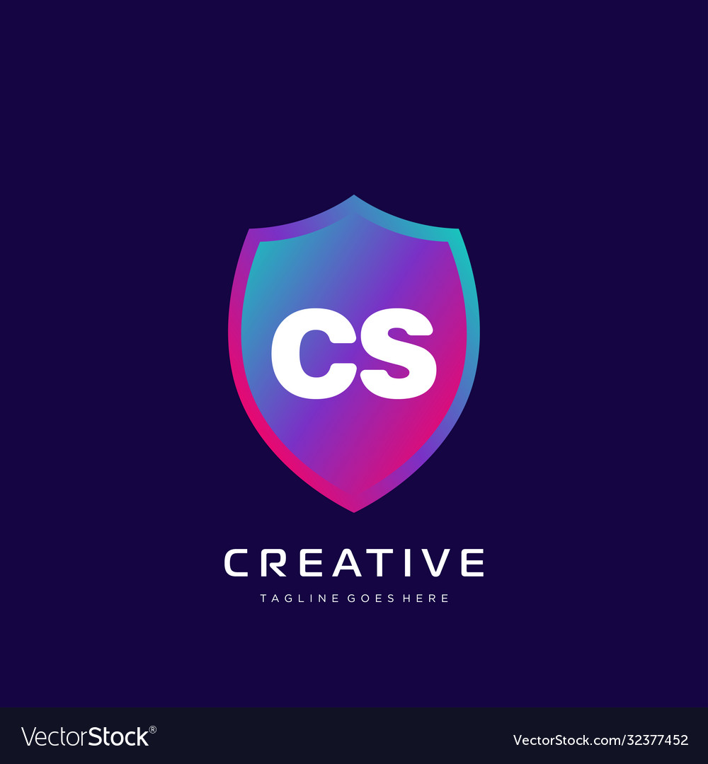 Cs initial logo with colorful template
