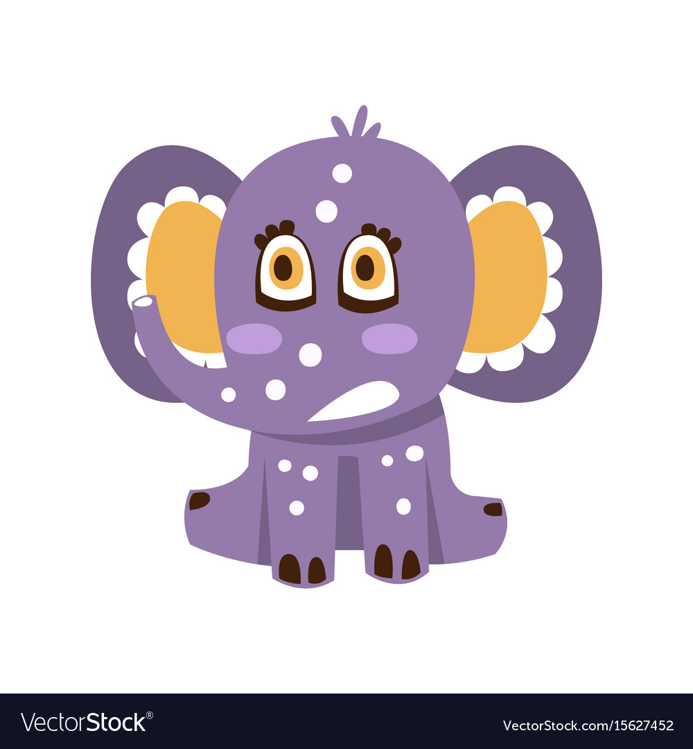 Cute cartoon baby elephant character sitting Vector Image