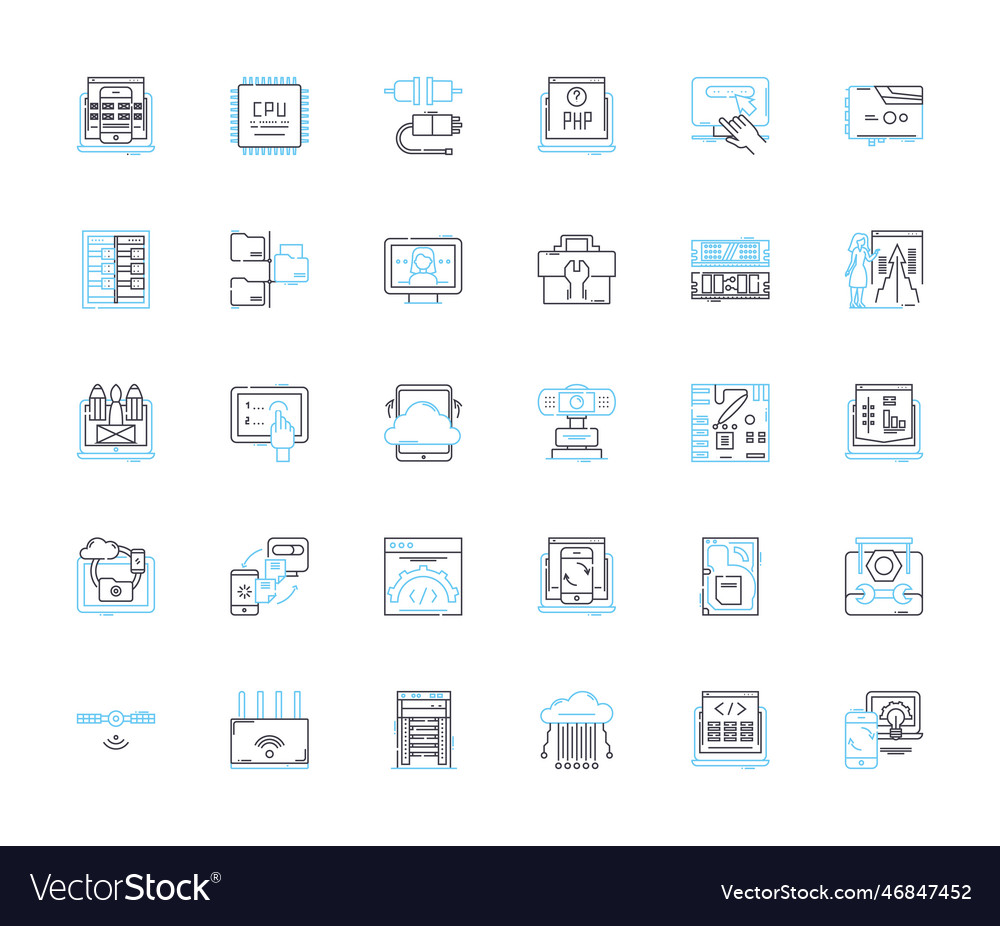 Digital intelligence linear icons set analytics vector image Digital intelligence linear icons set analytics