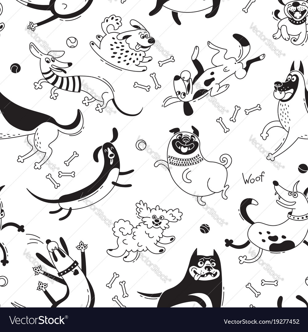 Funny Dogs Seamless Pattern