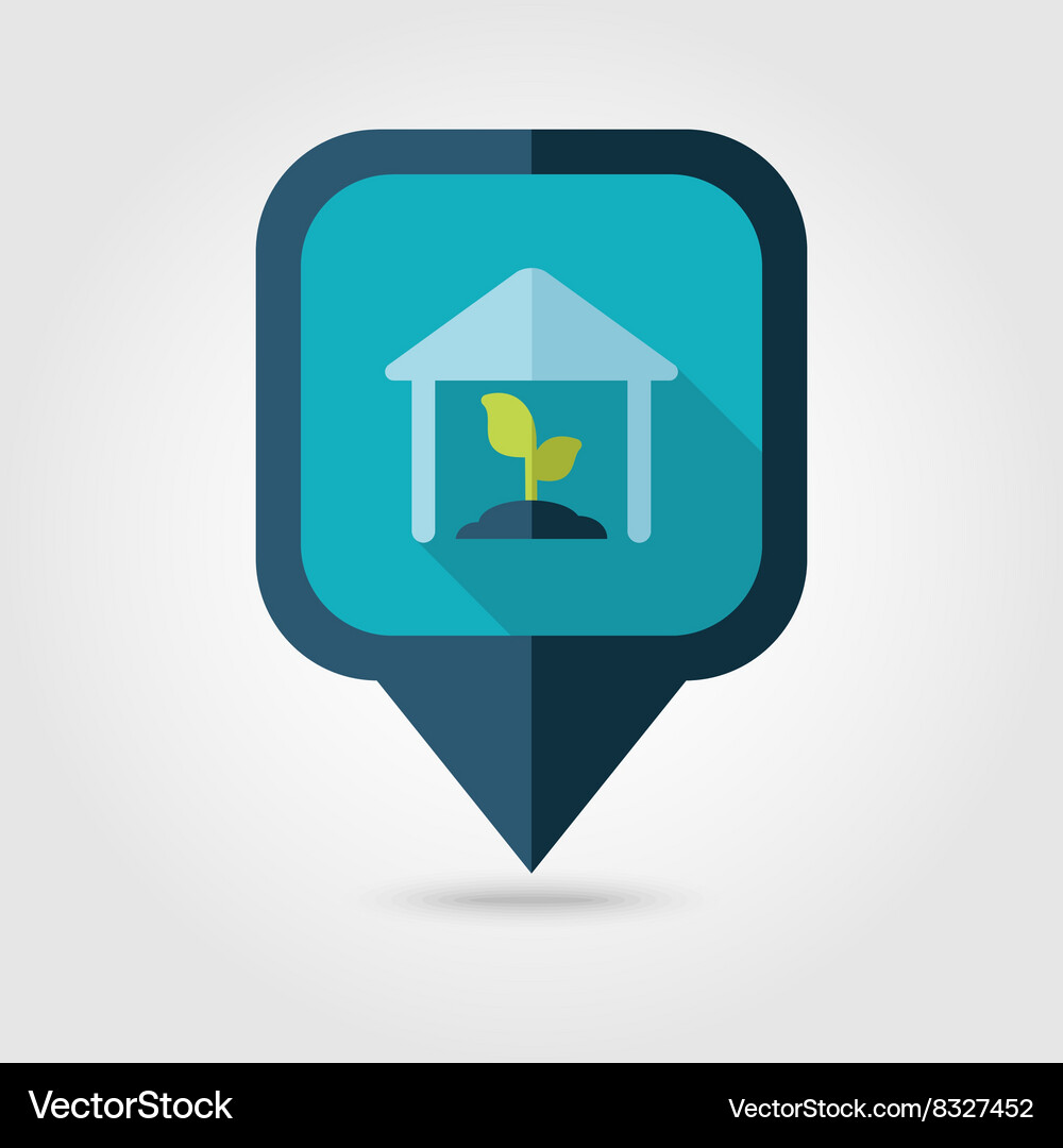 Greenhouse flat pin map icon pointer Royalty Free Vector