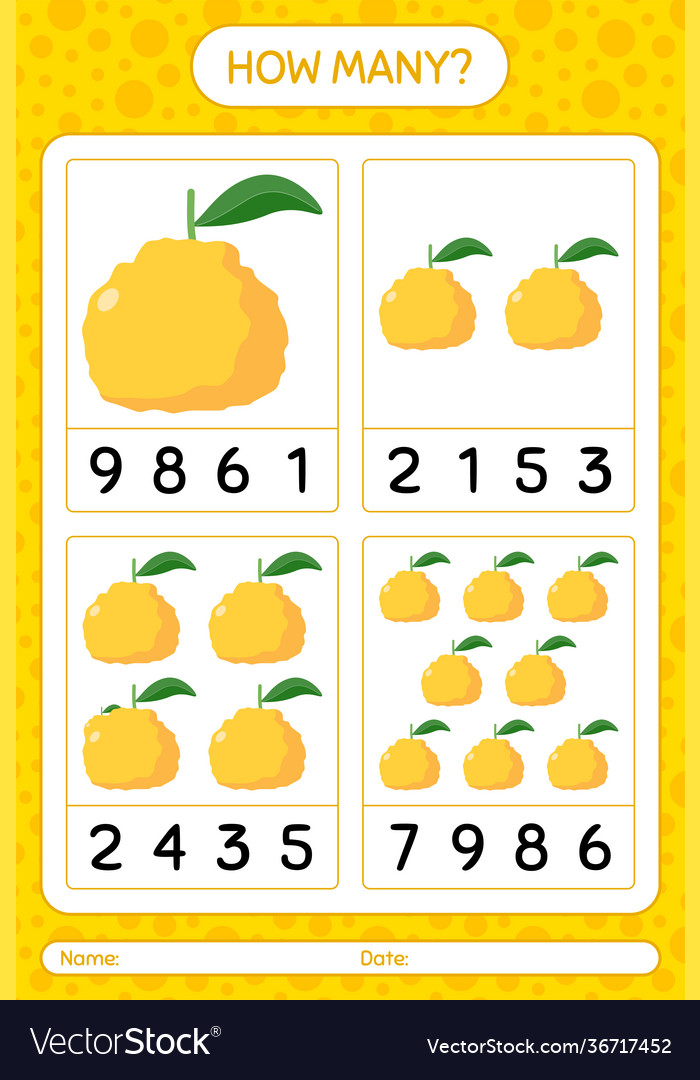 How many counting game with ugli worksheet vector image How many counting game with ugli worksheet