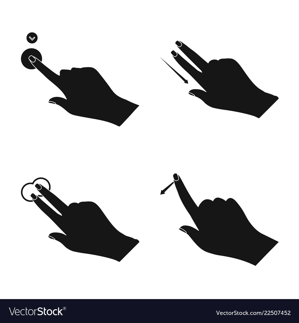 Isolated object of touchscreen and hand icon set