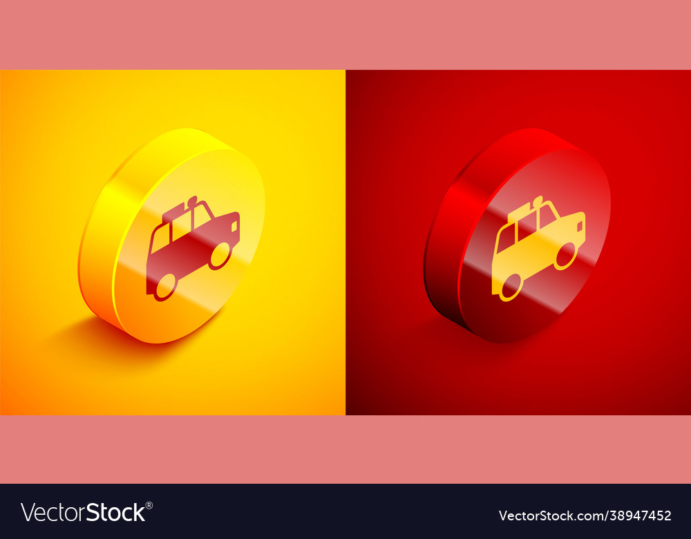 Isometric car icon isolated on orange and red