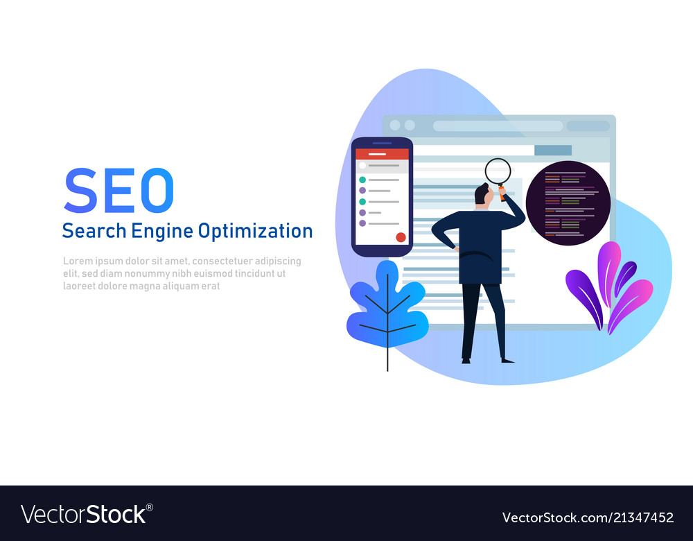 Modern flat design concept of seo search engine