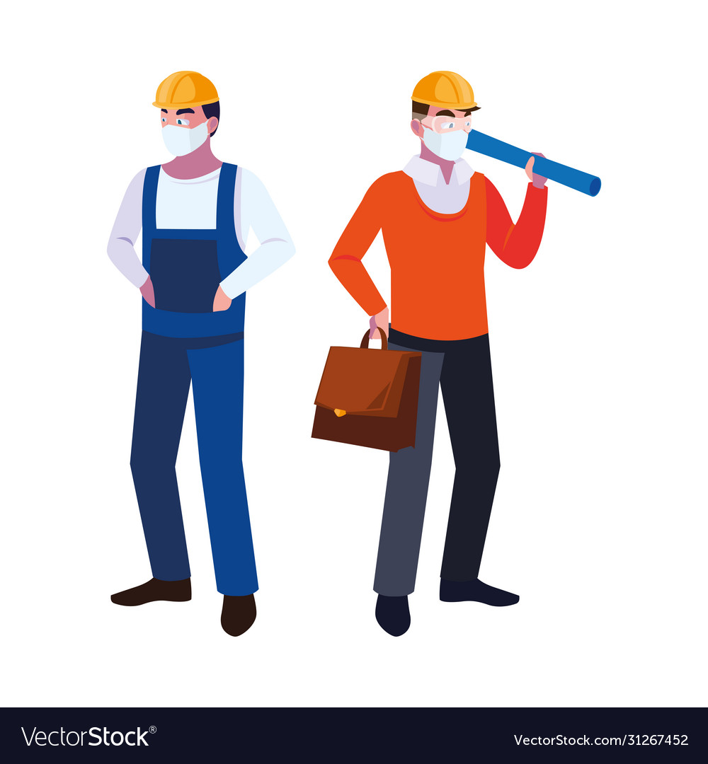 Operator and architect with mask helmet Vector Image Operator and architect with mask helmet