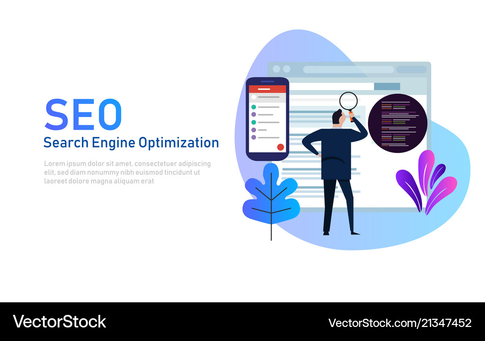 SEO Search Engine Optimization Concept Royalty Free Vector