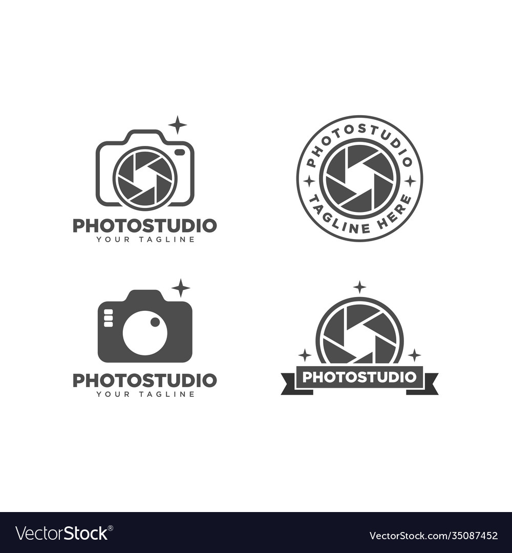 Set camera simple logo design template Royalty Free Vector