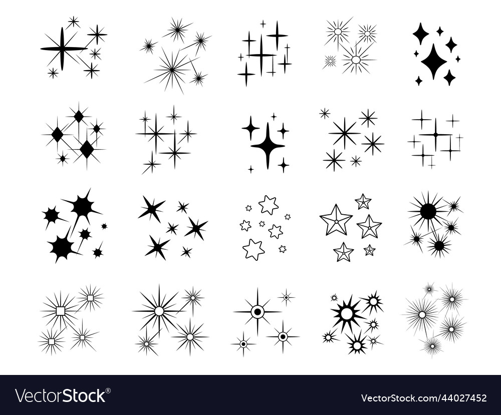 Shine stars shapes icons win symbols black star vector image Shine stars shapes icons win symbols black star