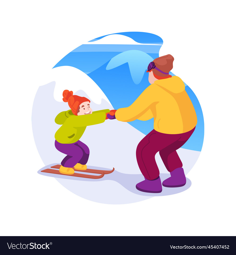 Ski training isolated cartoon