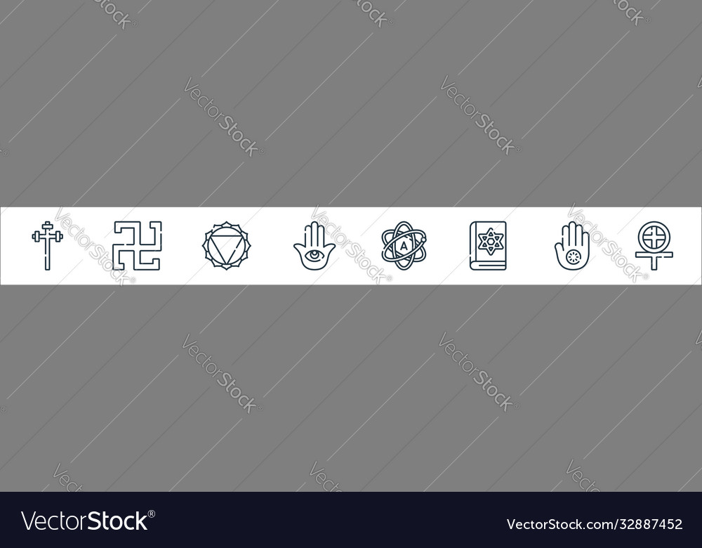 Spiritual symbols line icons linear set quality