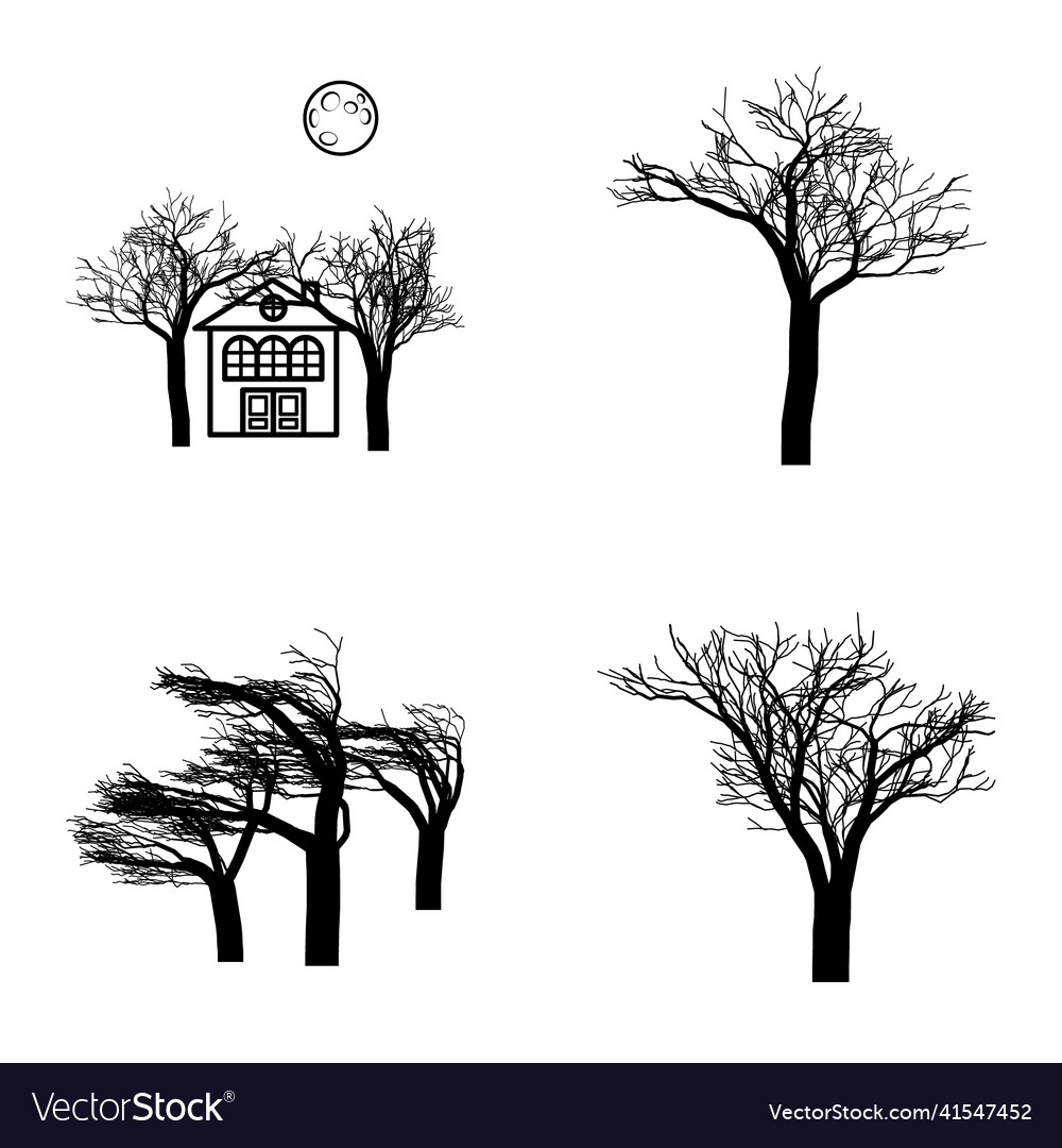 Tree flat icon set isolated on white background vector image Tree flat icon set isolated on white background
