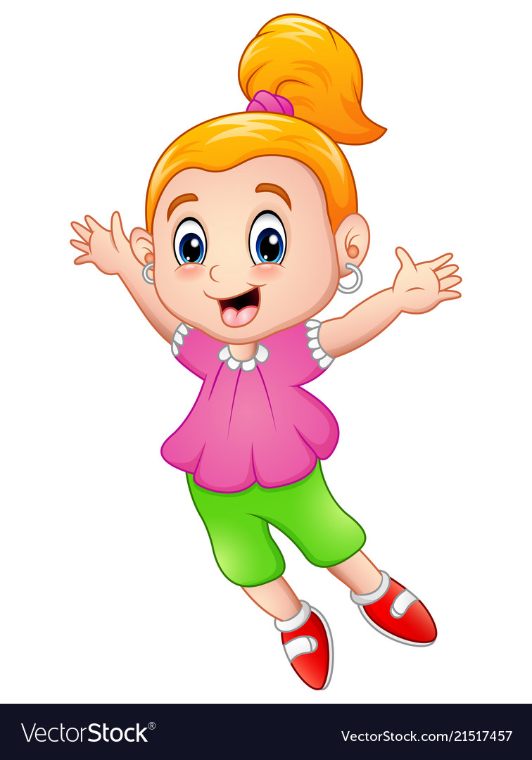 excited little girl clipart