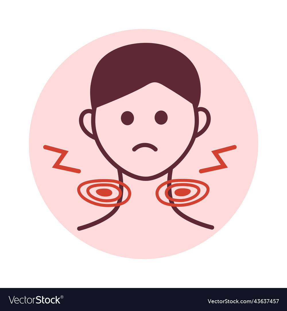 Man With Swollen Lymph Nodes Graphic Icon Vector Image Man With Swollen Lymph Nodes Graphic Icon Vector Image