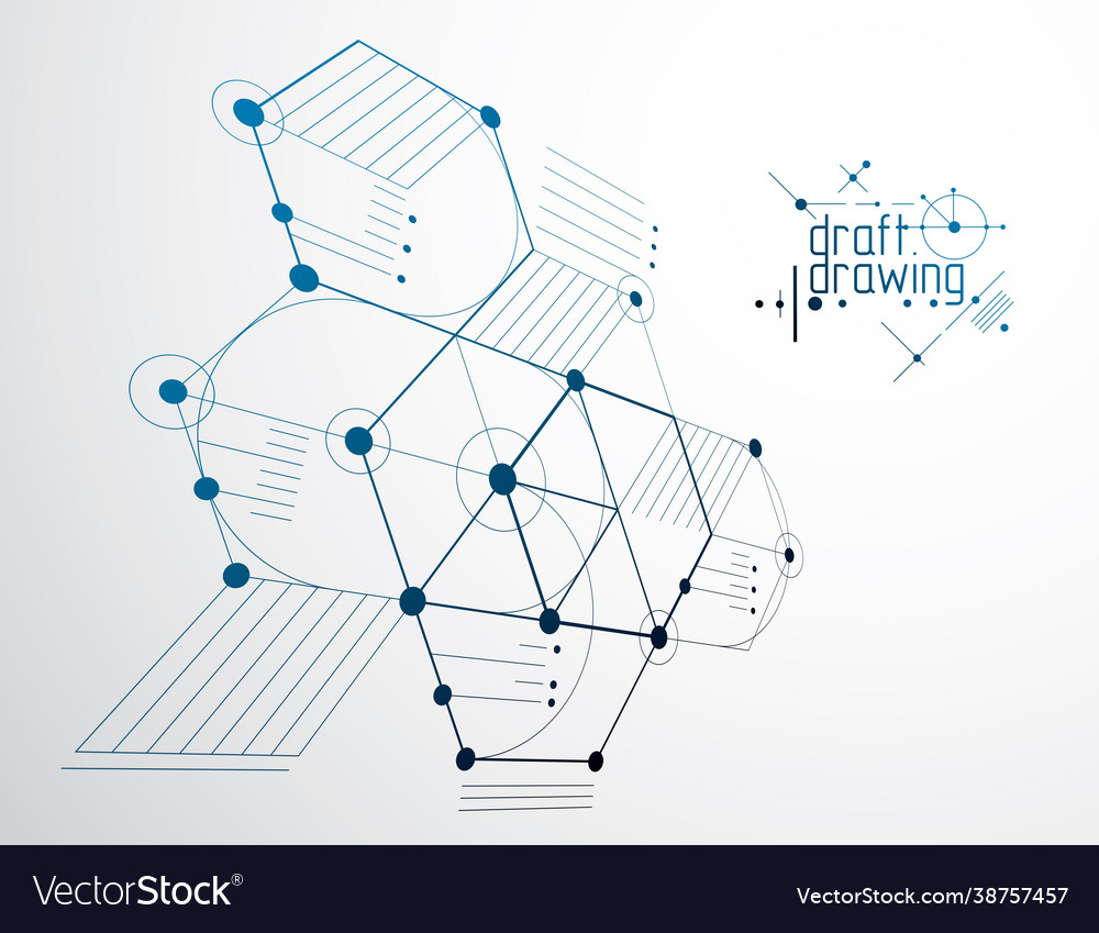 Mechanical scheme engineering drawing vector image Mechanical scheme engineering drawing