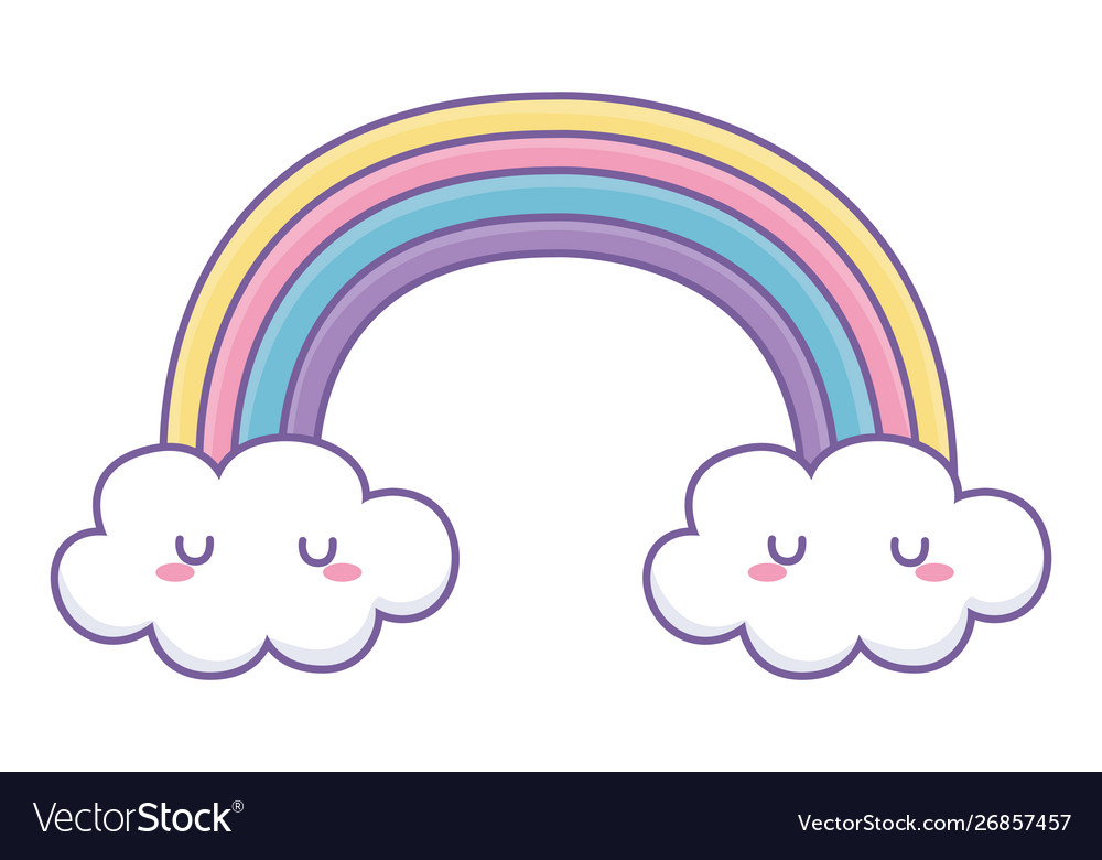 Rainbow with clouds cartoon design Royalty Free Vector Image