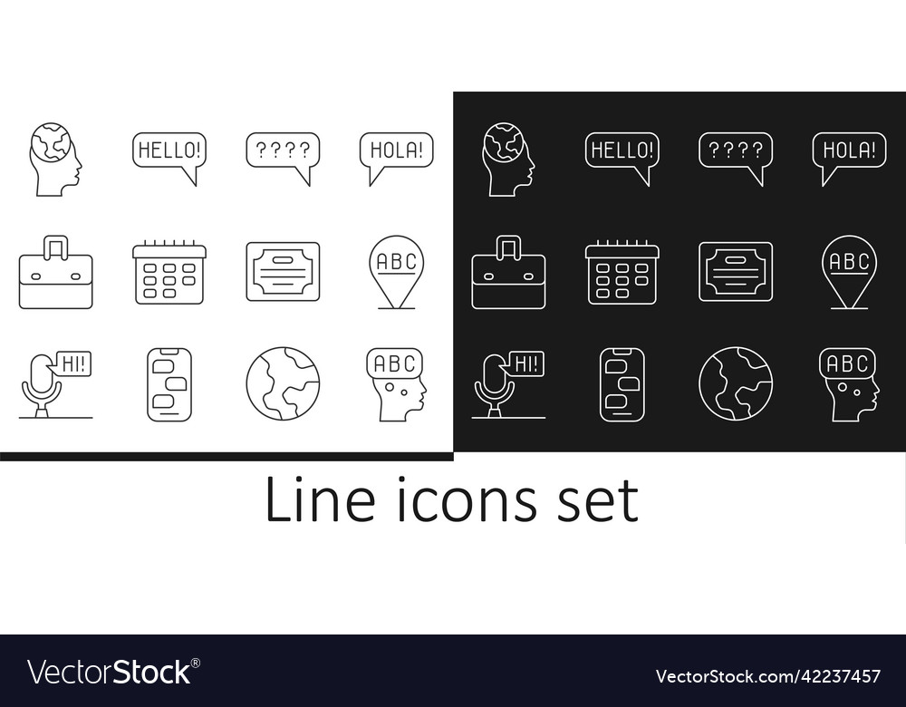 Set line learning foreign languages alphabet Vector Image Set line learning foreign languages alphabet