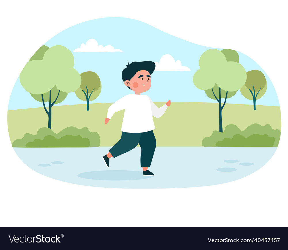 Smiling Boy Running in Park