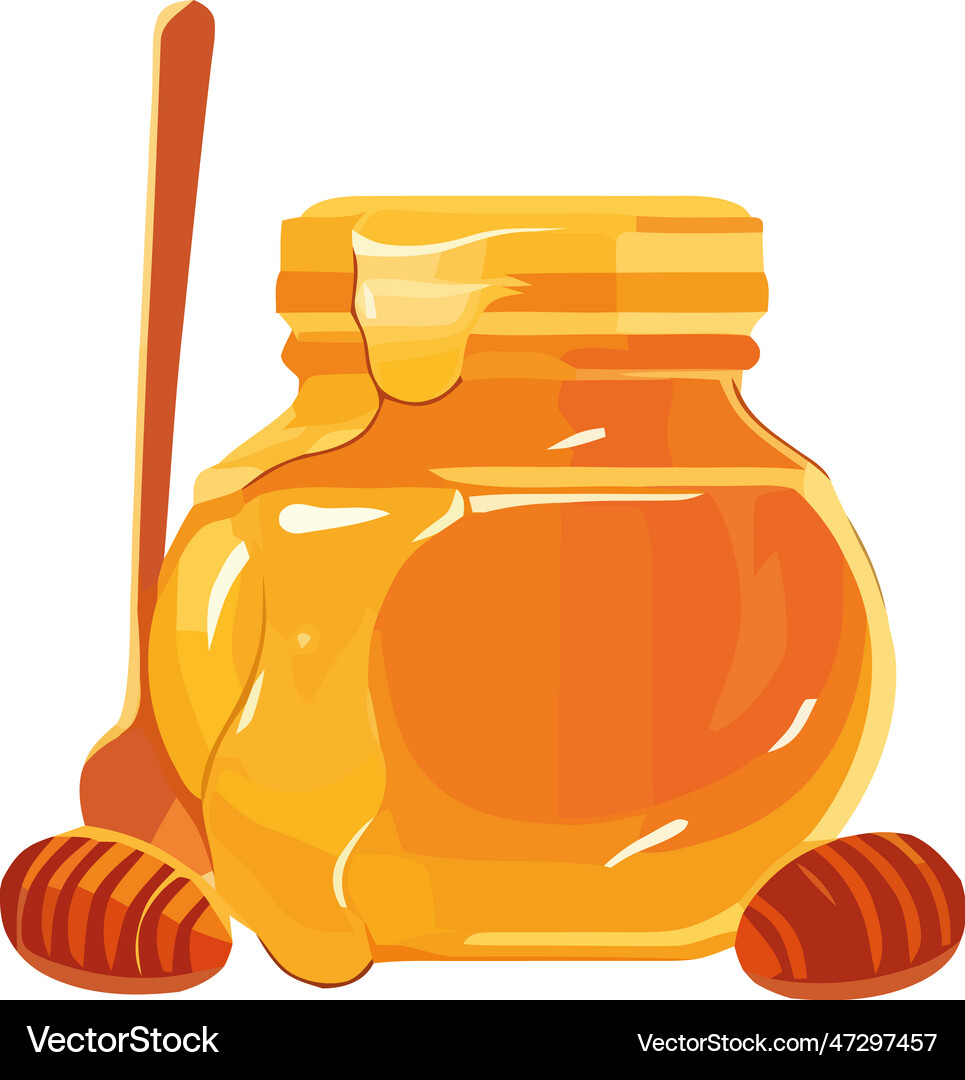 Sweet honey jar and spoon Royalty Free Vector Image