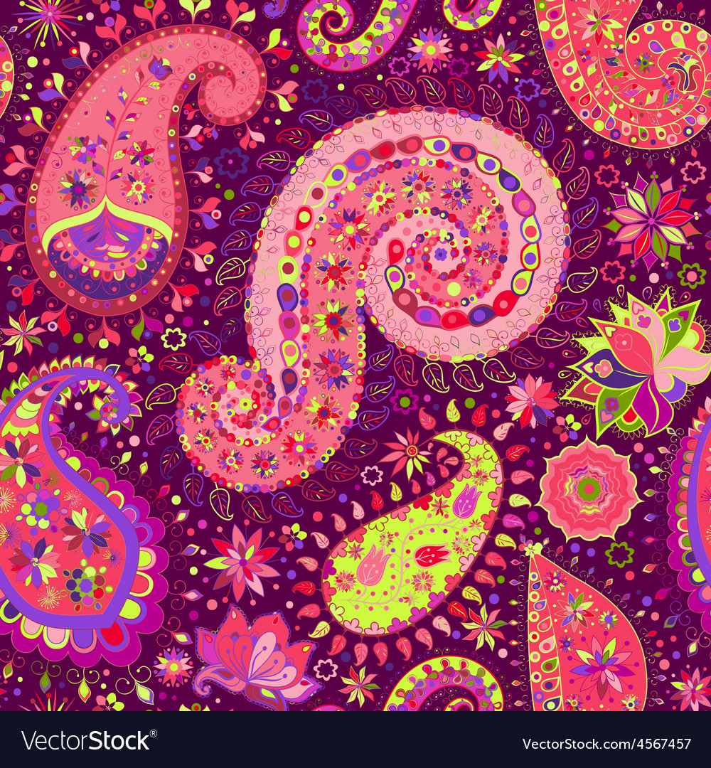 Vintage floral motif ethnic seamless background