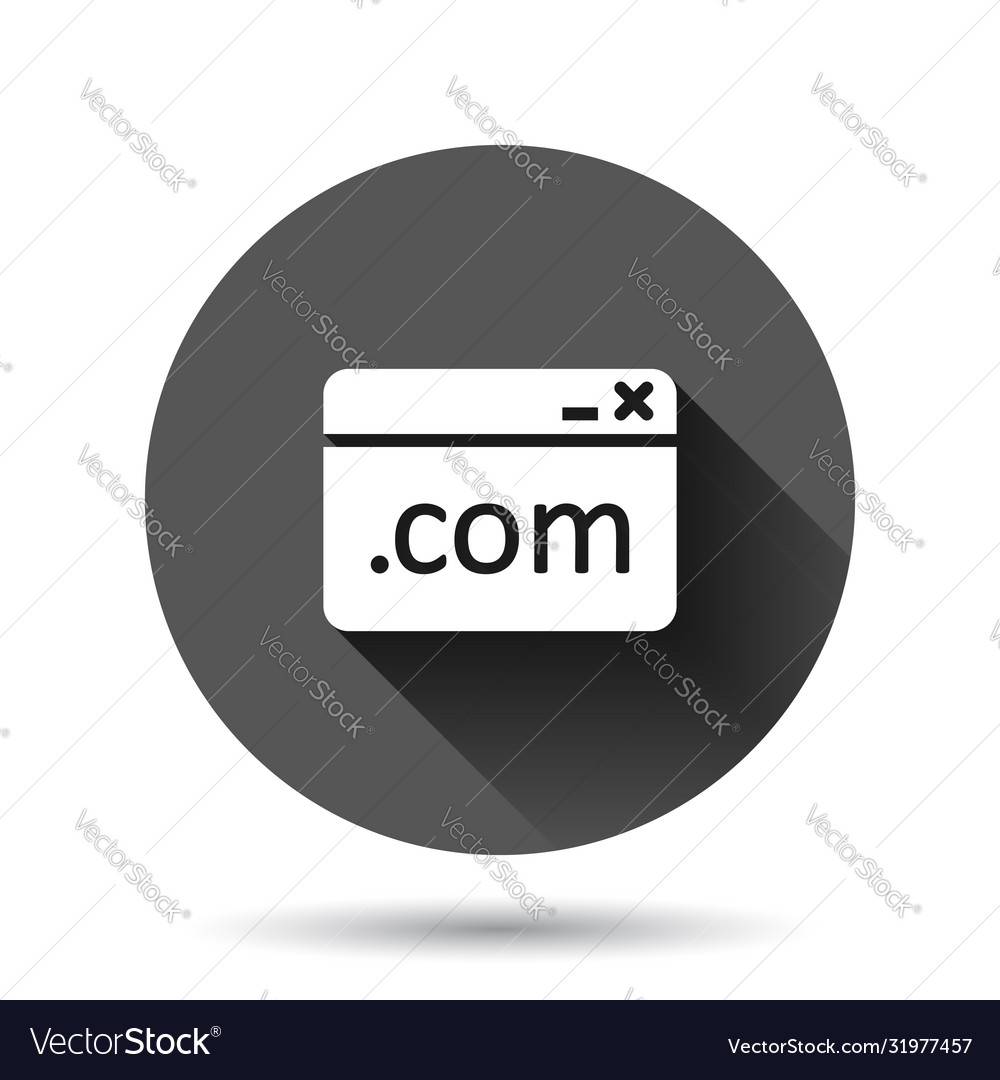 Website domain icon in flat style com internet vector image Website domain icon in flat style com internet
