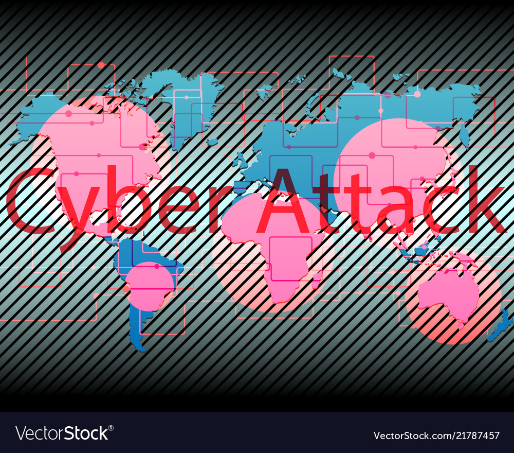 World map cyber attack by hacker concept vector image World map cyber attack by hacker concept