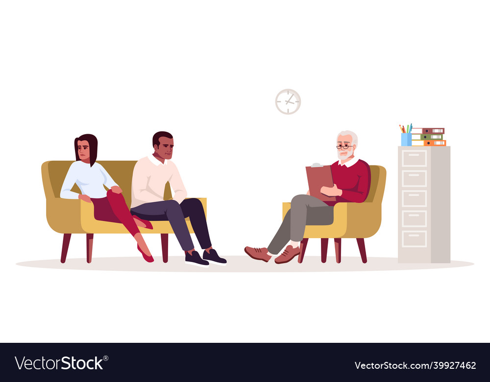 Couple psychotherapy session semi flat rgb color Vector Image