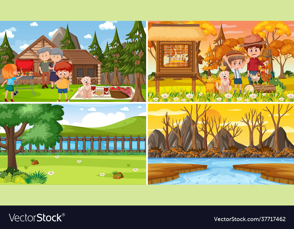 Different background scenes nature in set