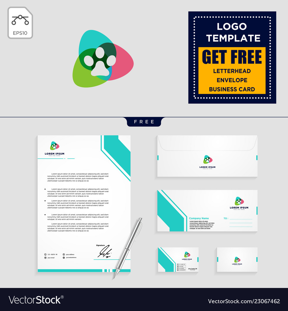 Dog care logo template and stationery design