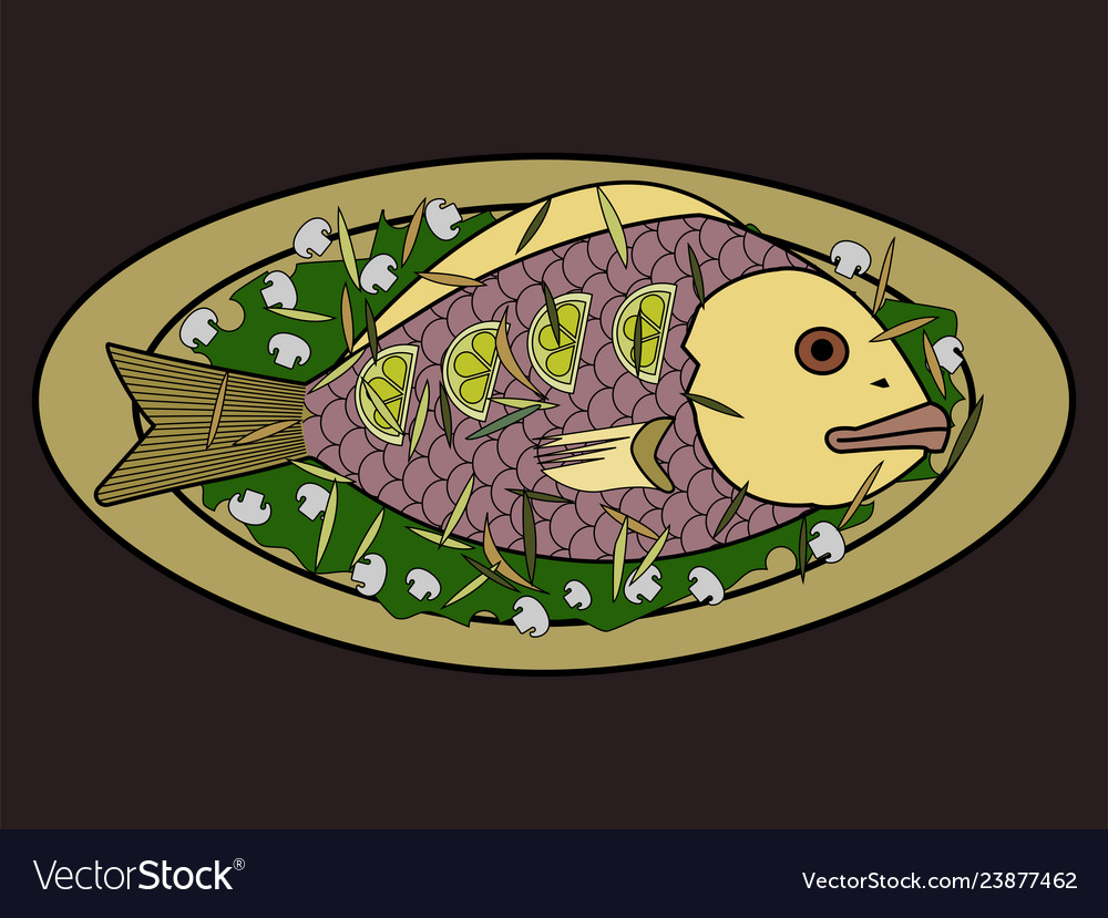 Fish fried Royalty Free Vector Image - VectorStock