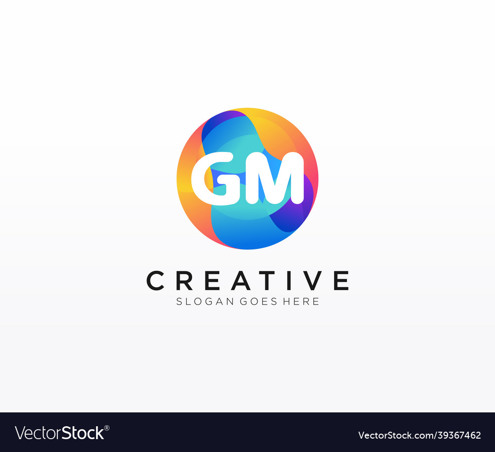 Gm initial logo with colorful circle template