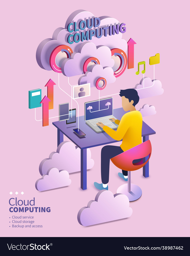 Isometric Cloud Computing Concept