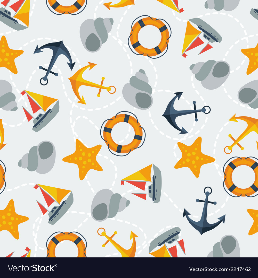 Nautical seamless pattern in flat design style