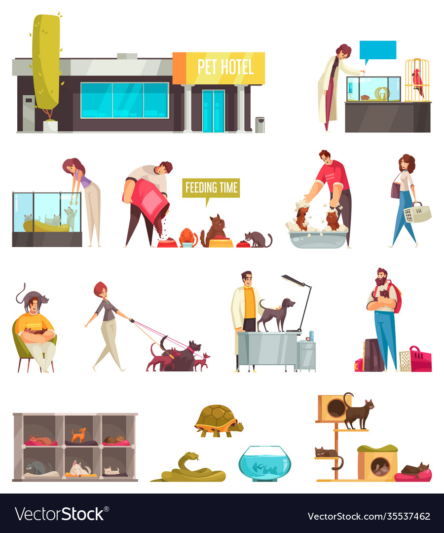 Pet service icon set Royalty Free Vector Image