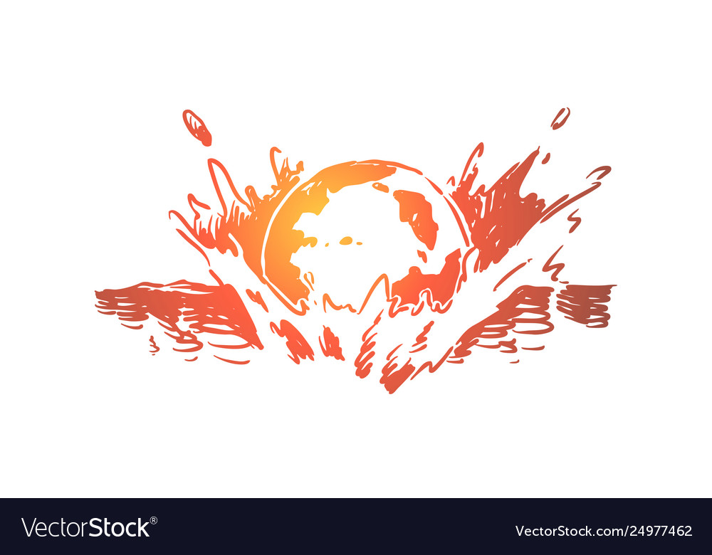 Planet falling into ocean