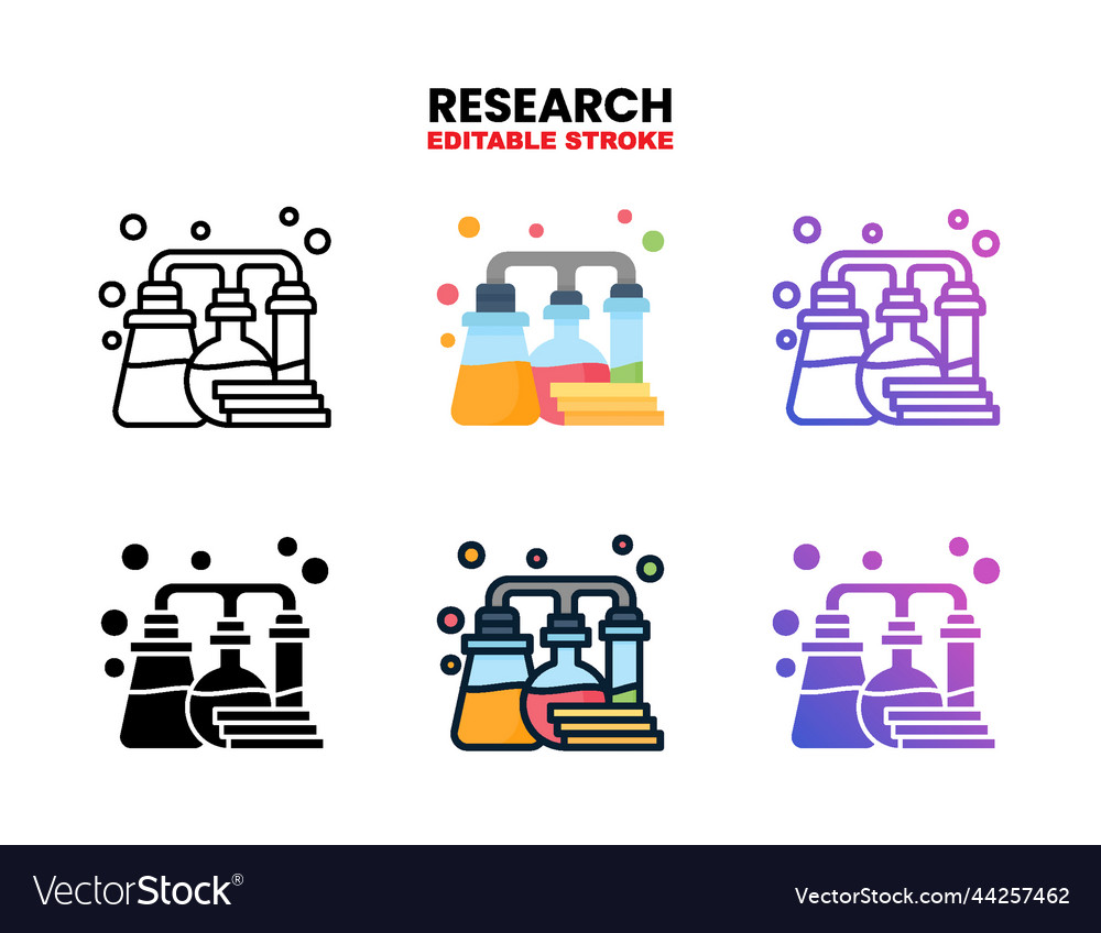Research icon set with different styles Vector Image Research icon set with different styles