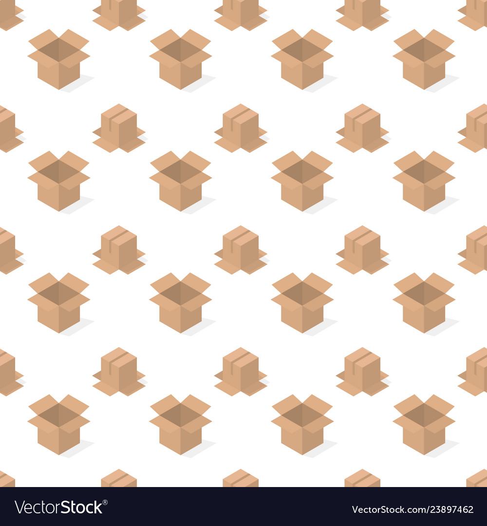 Seamless background from a set of cardboard boxes Vector Image Seamless background from a set of cardboard boxes