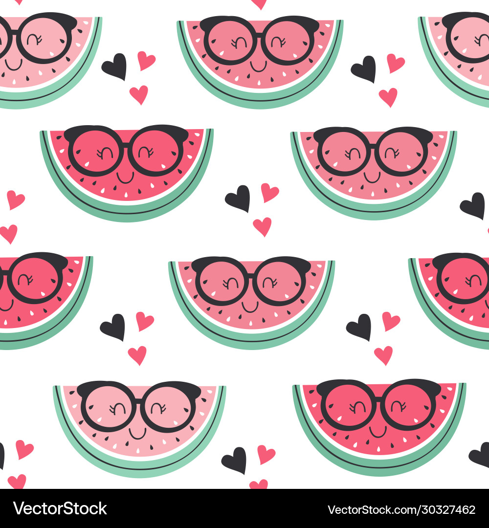 Seamless pattern with funny watermelon Royalty Free Vector