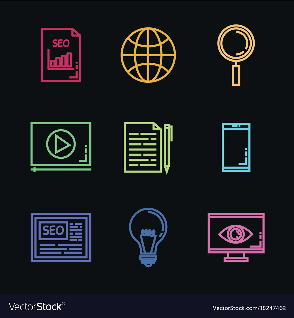 Suchmaschinenoptimierung Set Icons