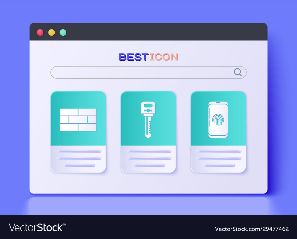 Set key bricks and smartphone with fingerprint Vector Image Set key bricks and smartphone with fingerprint
