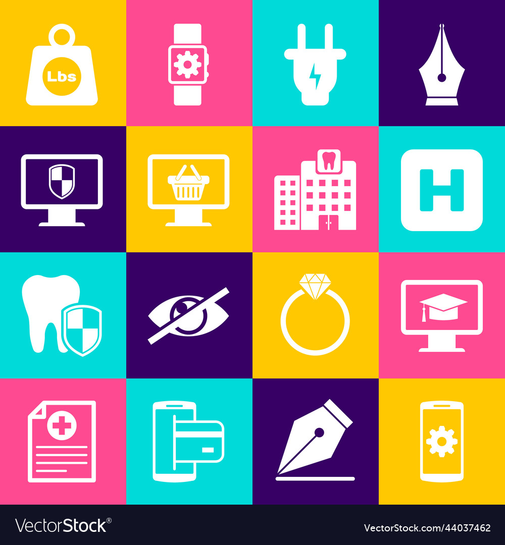 Set setting on smartphone monitor with graduation vector image Set setting on smartphone monitor with graduation