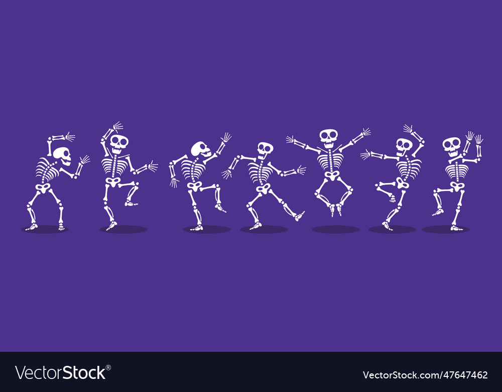 Skeletons dancing with different positions flat vector image Skeletons dancing with different positions flat