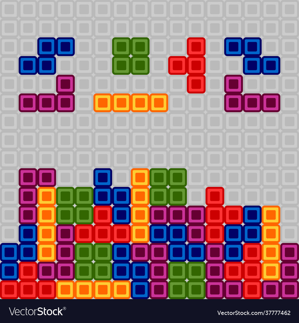 Game Bricks Tetris Template. Color Pixel Blocks Editorial Stock