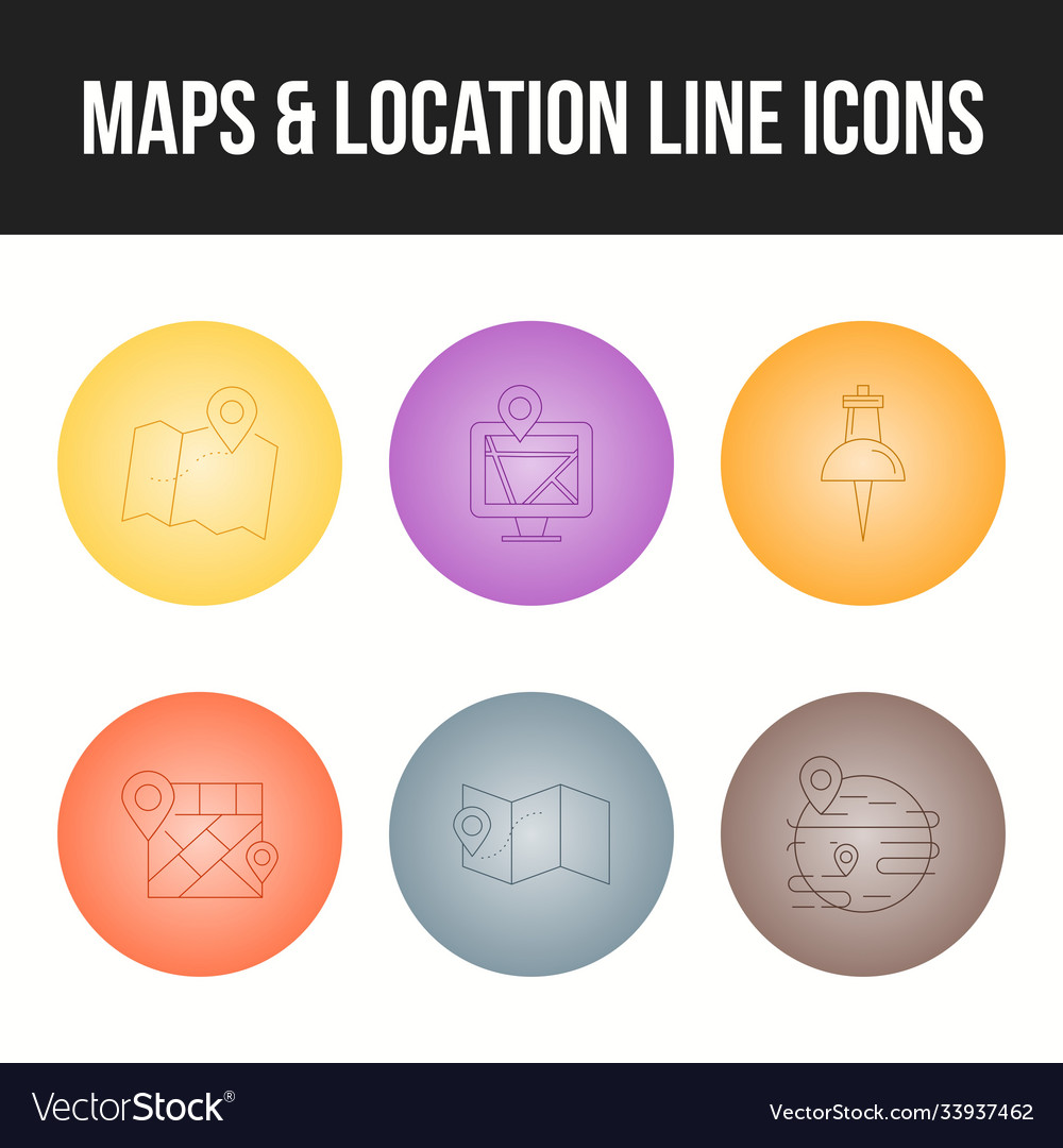 Unique set maps location 6 line icons